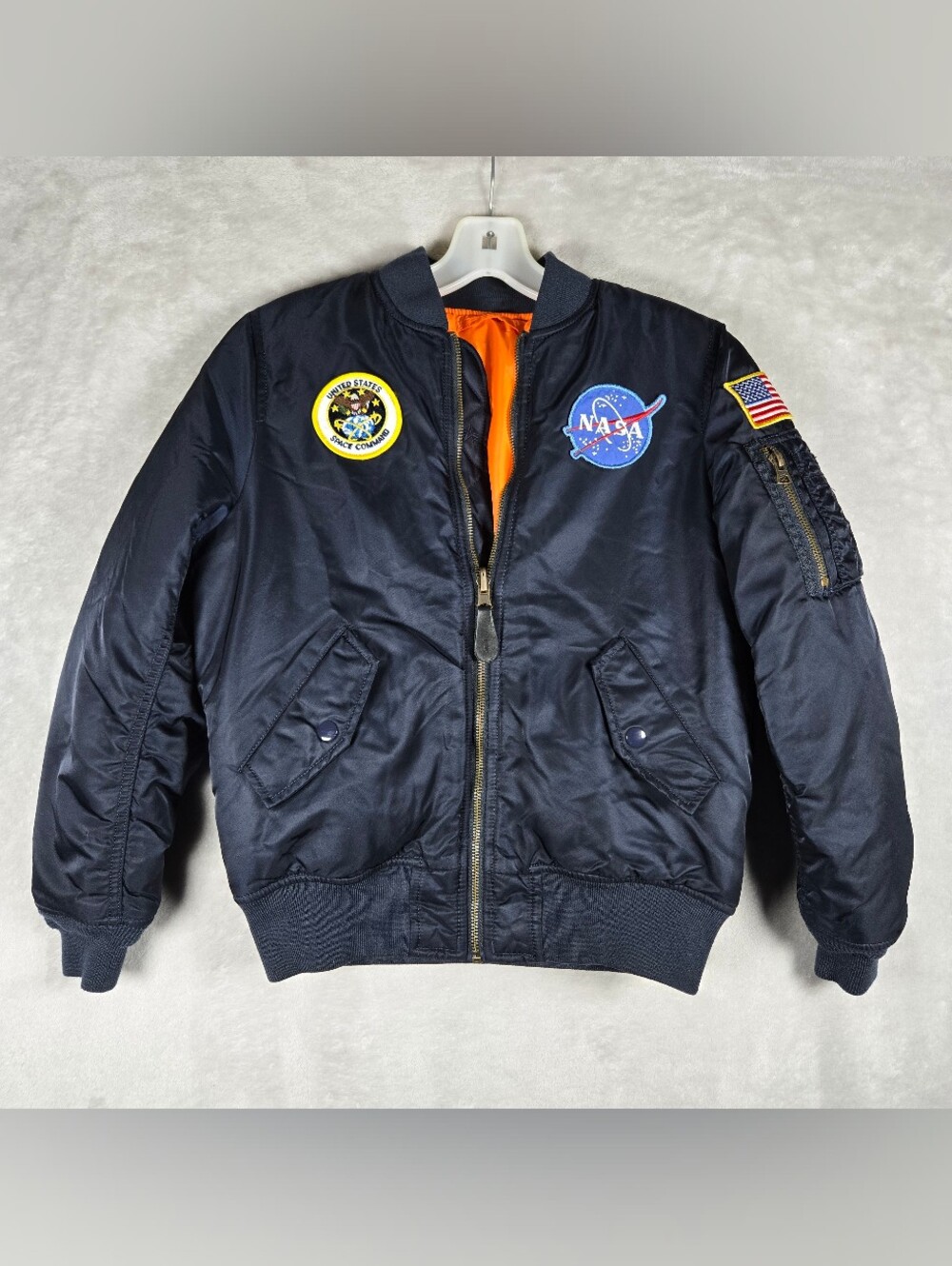 Alpha Industries Boys USAF NASA MA-1 Bomber Jacket Medium M 10/12 Space Force